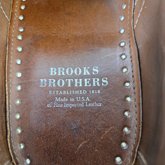 Brooks Brother Brown Wingtip Brogue Medallion Oxford Dress Shoe USA Mens 10.5 D - Picture 13 of 14